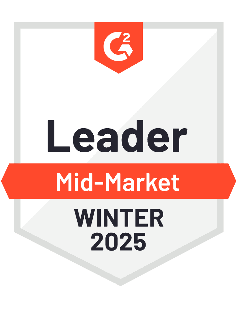 G2 Applicant Tracking Systems Leader Mid Market Badge Winter 2025