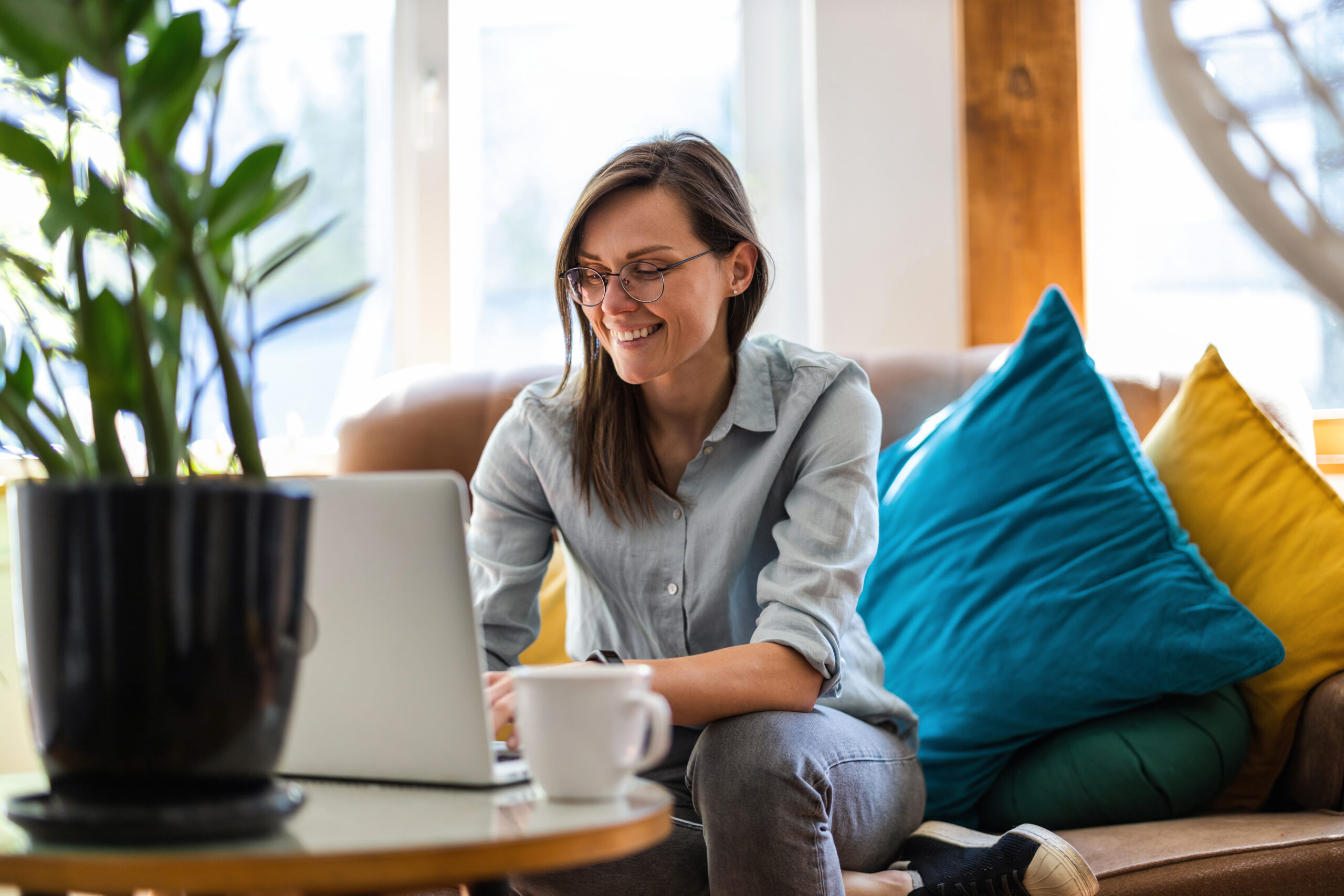 Young woman using a laptop